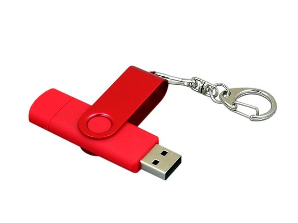 USB 2.0- флешка на 32 Гб с поворотным механизмом и дополнительным разъемом Micro USB - USB 2.0- флешка на 32 Гб с поворотным механизмом и дополнительным разъемом Micro USB