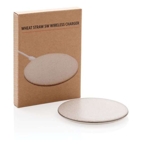 Док-станция для беспроводной зарядки Wheat Straw, 5 Вт - Док-станция для беспроводной зарядки Wheat Straw, 5 Вт