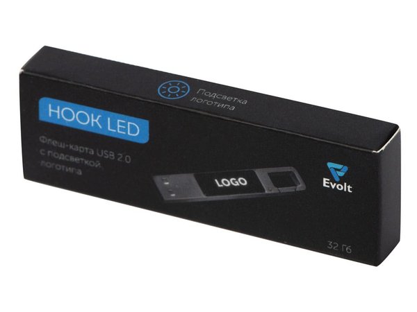 USB 2.0- флешка на 32 Гб c подсветкой логотипа «Hook LED» - USB 2.0- флешка на 32 Гб c подсветкой логотипа «Hook LED»