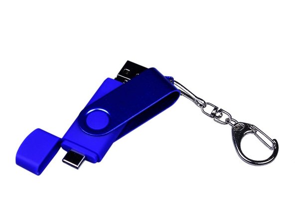 USB 3.0/micro USB/Type-C - флешка на 32 Гб 3-в-1 с поворотным механизмом - USB 3.0/micro USB/Type-C - флешка на 32 Гб 3-в-1 с поворотным механизмом