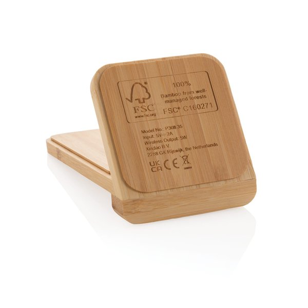 Док-станция Bamboo FSC® для беспроводной зарядки, 5 Вт - Док-станция Bamboo FSC® для беспроводной зарядки, 5 Вт