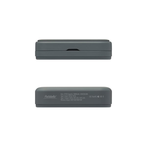 Внешний аккумулятор Юнион PD (Union PD) 10000mAh с функцией беспроводной зарядки 15W, серый