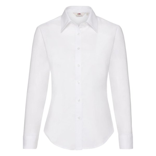 Рубашка женская LONG SLEEVE OXFORD SHIRT LADY-FIT 135 - Рубашка "Lady-Fit Long Sleeve Oxford Shirt", белый_M, 70% х/б, 30% п/э, 130 г/м2