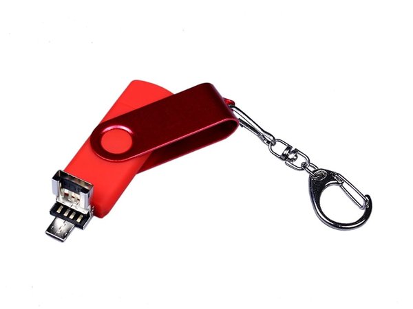 USB 2.0/micro USB/Type-С- флешка на 64 Гб 3-в-1 с поворотным механизмом - USB 2.0/micro USB/Type-С- флешка на 64 Гб 3-в-1 с поворотным механизмом