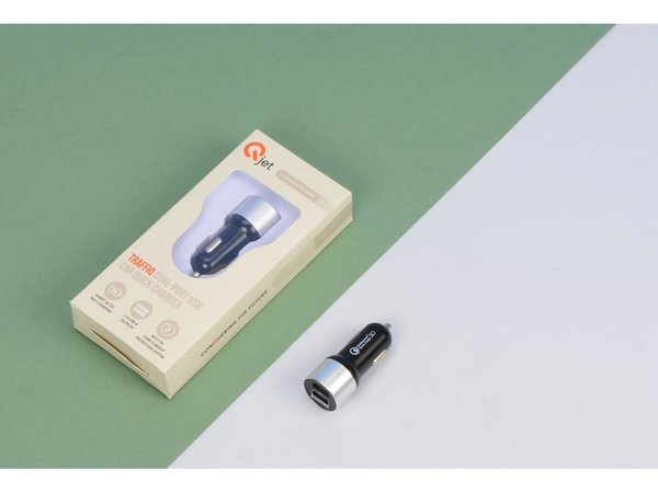 Адаптер автомобильный USB с функцией быстрой зарядки QC 3.0 «TraffIQ» - Адаптер автомобильный USB с функцией быстрой зарядки QC 3.0 «TraffIQ»