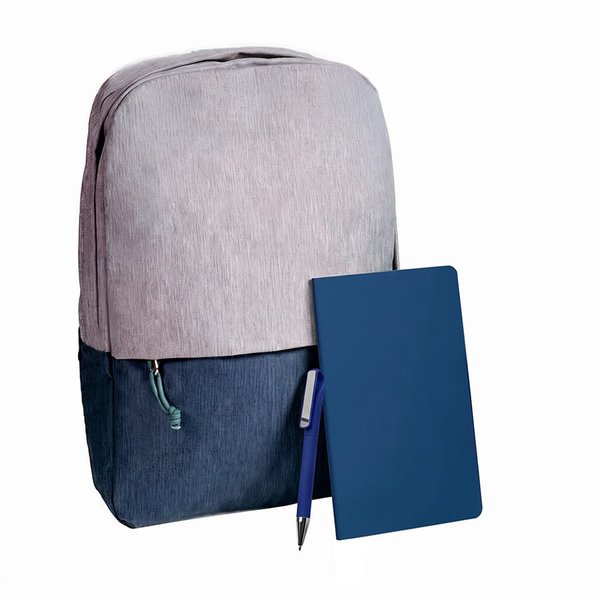 Подарочный набор READYPACK: рюкзак, ручка, блокнот, серый - Подарочный набор READYPACK: рюкзак, ручка, блокнот, синий