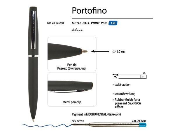 Ручка металлическая шариковая «Portofino» - Ручка металлическая шариковая «Portofino»