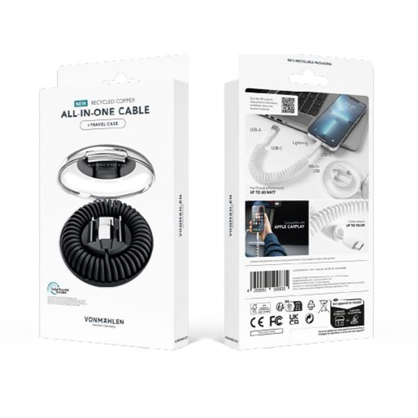 Кабель VONMAHLEN allroundo® eco 6 в 1 с быстрой зарядкой, 90 см - Кабель VONMAHLEN allroundo® eco 6 в 1 с быстрой зарядкой, 90 см