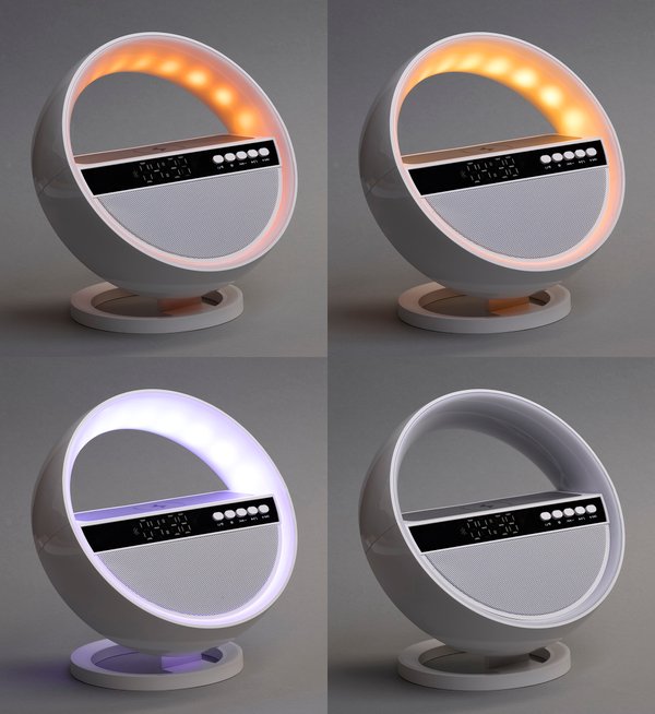 Bluetooth колонка "Smart Orb" 5Вт с беспроводным (15W) ЗУ, лампой, часами, FM радио - Bluetooth колонка "Smart Orb" 5Вт с беспроводным (15W) ЗУ, лампой, часами, FM радио белый
