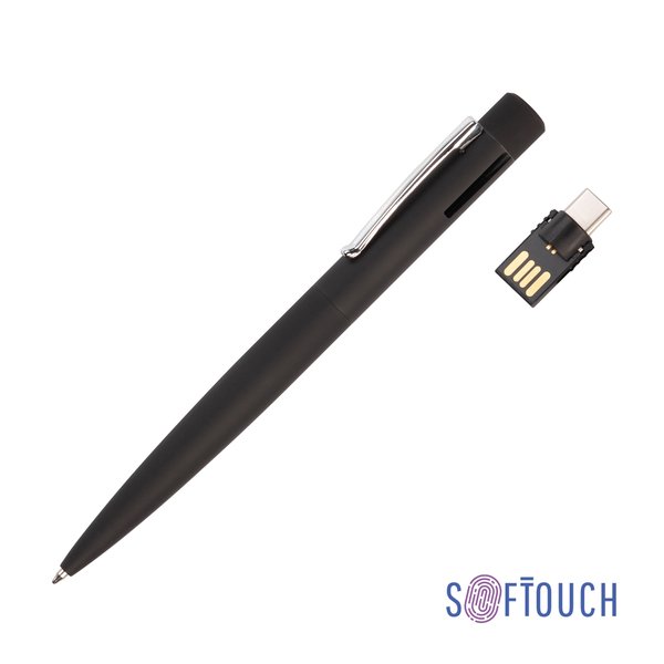 Ручка шариковая "Secret" с флеш-картой OTG 32Gb (USB2.0/Type-C), покрытие soft touch - Ручка шариковая "Secret" с флеш-картой OTG 32Gb (USB2.0/Type-C), покрытие soft touch черный