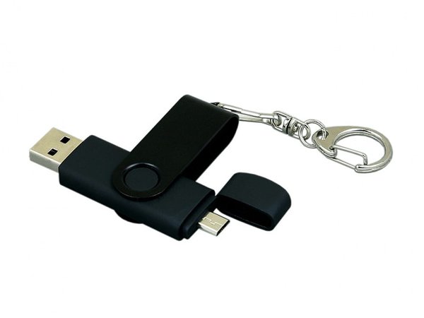 USB 2.0- флешка на 16 Гб с поворотным механизмом и дополнительным разъемом Micro USB - USB 2.0- флешка на 16 Гб с поворотным механизмом и дополнительным разъемом Micro USB
