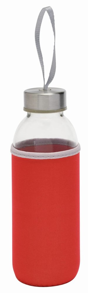 стеклянная бутылка take well, красная, прозрачная