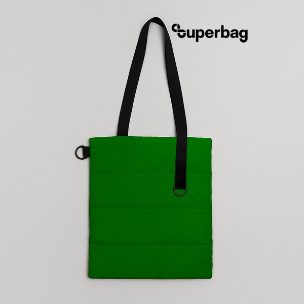 Шоппер Superbag Bubble New, стёганый, со скрытой магнитной кнопкой - Шоппер Superbag Bubble New, стёганый, со скрытой магнитной кнопкой (зеленый с черным)