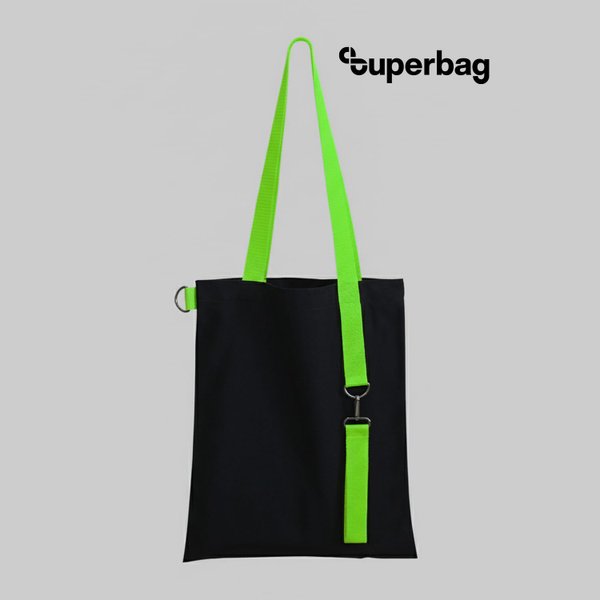 Шоппер Superbag black с ремувкой 4sb - Шоппер Superbag black с ремувкой 4sb (чёрный с салатовым)