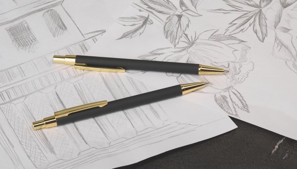 Ручка шариковая "Ray", покрытие soft touch - Ручка шариковая "Ray", покрытие soft touch черный с золотом