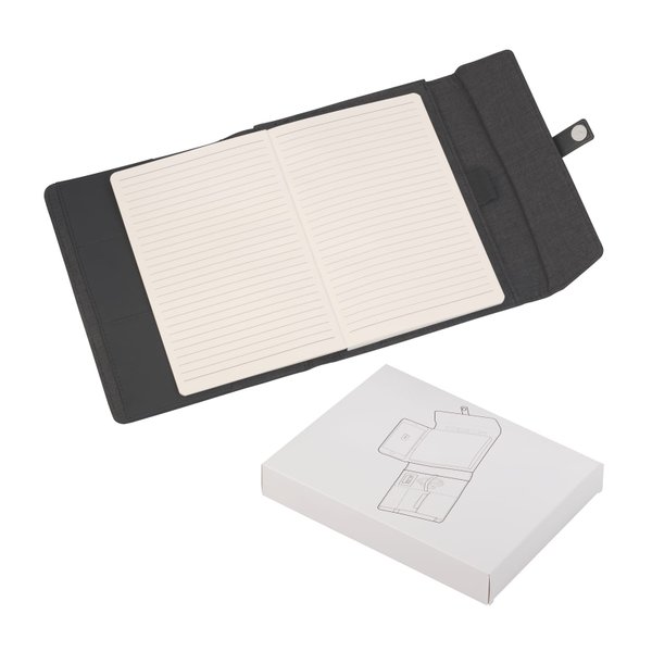 Папка А5 с беспроводным зарядным устройством 4000 mAh и блокнотом softtouch - Папка А5 с беспроводным зарядным устройством 4000 mAh и блокнотом softtouch черный
