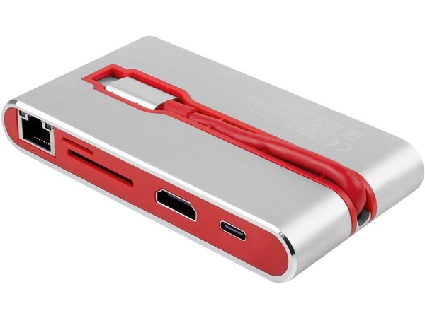 Хаб 8-в-1 Type-C «Hermes», USB 3.0 x 3, Type-C PD, HDMI, LAN, картридер - Хаб 8-в-1 Type-C «Hermes», USB 3.0 x 3, Type-C PD, HDMI, LAN, картридер