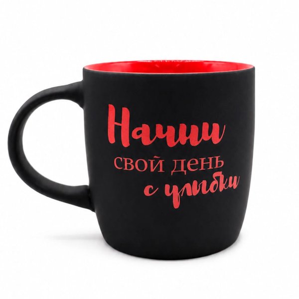Кружка Spring - Кружка Spring, софт-тач, черно-красная