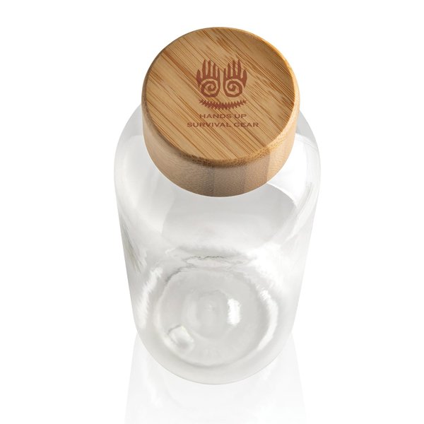 Бутылка для воды из rPET (стандарт GRS) с крышкой из бамбука FSC® - Бутылка для воды из rPET (стандарт GRS) с крышкой из бамбука FSC®