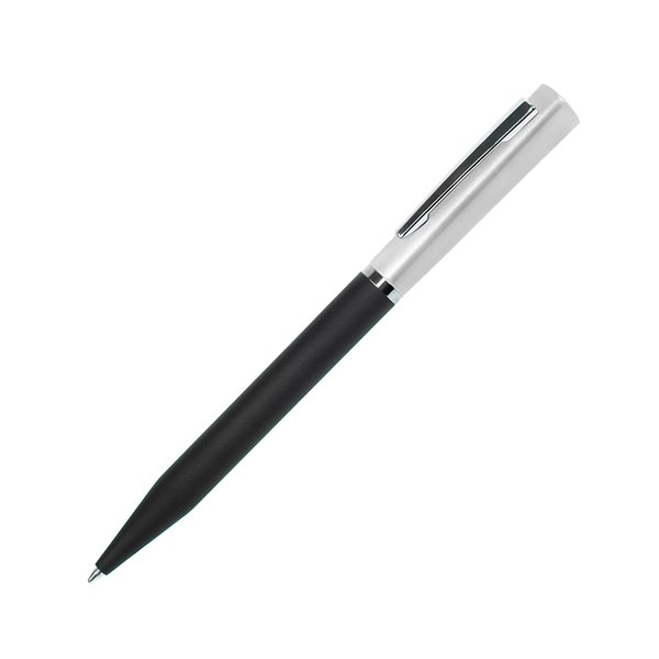 Ручка шариковая M1, пластик, металл, покрытие soft touch - M1, ручка шариковая, черный/серебристый, пластик, металл, софт-покрытие
