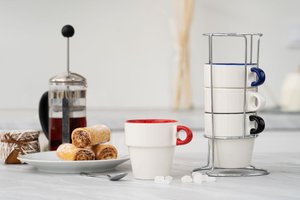 набор из 4 кружек inset с подставкой, красный