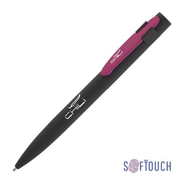 Ручка шариковая "Lip", покрытие soft touch - Ручка шариковая "Lip", покрытие soft touch черный с фуксией