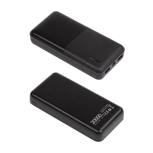 Зарядное устройство "Blackstone" 20000 mAh с кабелем 3 в 1 - Зарядное устройство "Blackstone" 20000 mAh с кабелем 3 в 1 черный