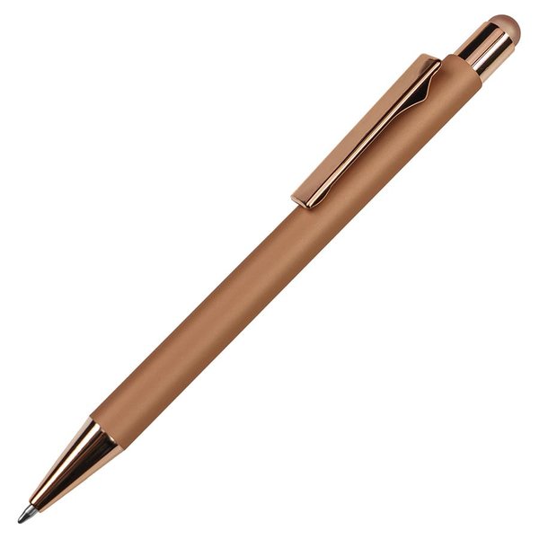 Ручка шариковая FACTOR COLOR со стилусом - Ручка шариковая FACTOR COLOR со стилусом, золотой, металл, пластик, софт-покрытие