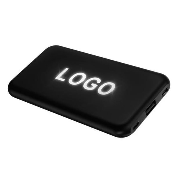 Внешний аккумулятор Kugo, 10000 mAh с подсветкой гравировки - Внешний аккумулятор Kugo, 10000 mAh с подсветкой гравировки, черный
