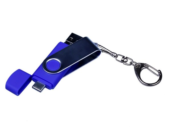 USB 3.0/micro USB/Type-C- флешка на 32 Гб с поворотным механизмом - USB 3.0/micro USB/Type-C- флешка на 32 Гб с поворотным механизмом