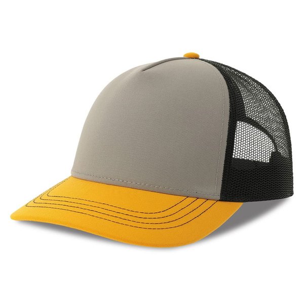Бейсболка RAPPER CANVAS-S, 5 клиньев, пластиковая застёжка - Бейсболка "RAPPER CANVAS-S", 5 клиньев, сер/жёлт/чёрн, пласт.заст., 100% полиэстер, 270 г/м2