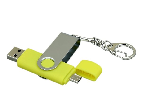 USB 2.0- флешка на 16 Гб с поворотным механизмом и дополнительным разъемом Micro USB - USB 2.0- флешка на 16 Гб с поворотным механизмом и дополнительным разъемом Micro USB