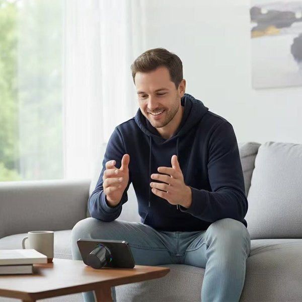 Магнитная беспроводная Bluetooth колонка-подставка Wave 5W, черная - Магнитная беспроводная Bluetooth колонка-подставка Wave 5W, черная