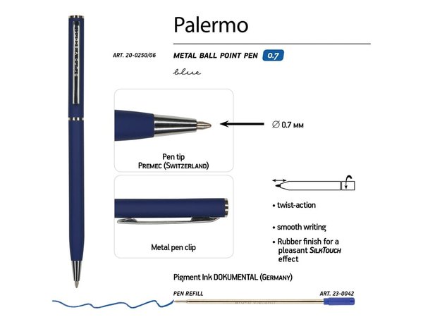 Ручка металлическая шариковая «Palermo», софт-тач - Ручка металлическая шариковая «Palermo», софт-тач
