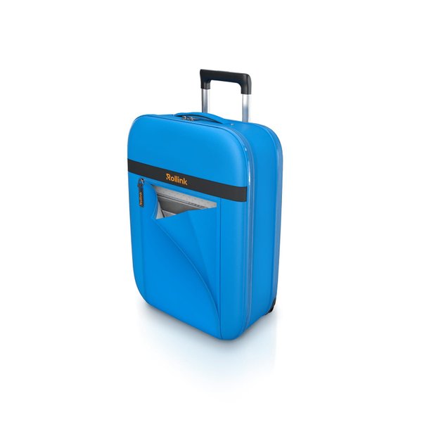 Чемодан складной Rollink Aura 55x40x20 см, 2 колеса, синий - Чемодан складной Rollink Aura 55x40x20 см, 2 колеса, синий