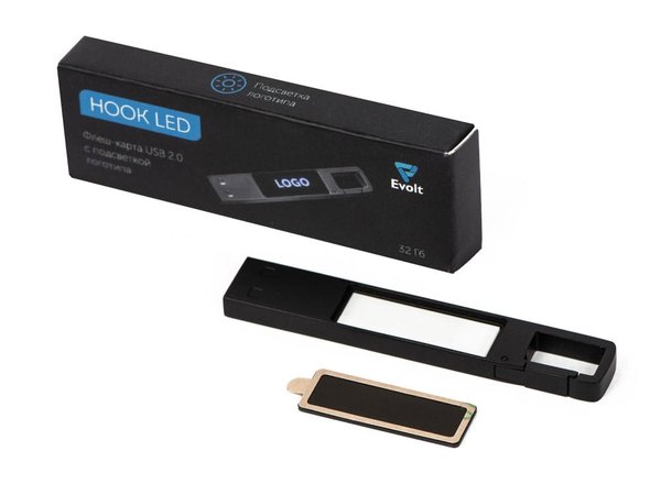 USB 2.0- флешка на 32 Гб c подсветкой логотипа «Hook LED» - USB 2.0- флешка на 32 Гб c подсветкой логотипа «Hook LED»