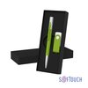 Набор ручка "Clas" + флеш-карта "Vostok" 16 Гб в футляре, оранжевый, покрытие soft touch зеленое яблоко