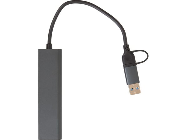 USB-хаб «Command» с коннектором 2-в-1 USB-C и USB-A, 2.0/3.0 - USB-хаб «Command» с коннектором 2-в-1 USB-C и USB-A, 2.0/3.0