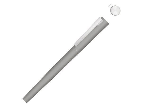 Ручка металлическая роллер «Brush R GUM» soft-touch с зеркальной гравировкой - Ручка металлическая роллер «Brush R GUM» soft-touch с зеркальной гравировкой