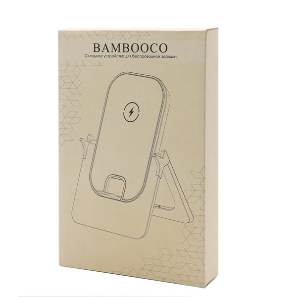 Беспроводное зарядное устройство Bambooco 15W, белый с бамбуковым - Беспроводное зарядное устройство Bambooco 15W, белый с бамбуковым