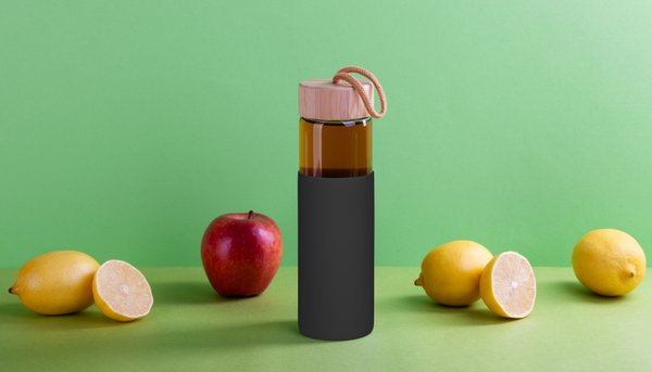 Бутылка для воды "Wellness" в силиконовом чехле - Бутылка для воды "Wellness" в силиконовом чехле черный