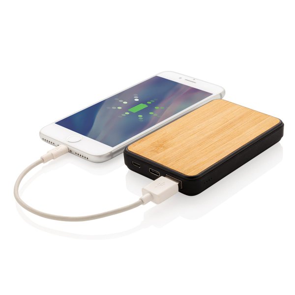 Бамбуковый карманный внешний аккумулятор Fashion, 5000 mAh - Бамбуковый карманный внешний аккумулятор Fashion, 5000 mAh