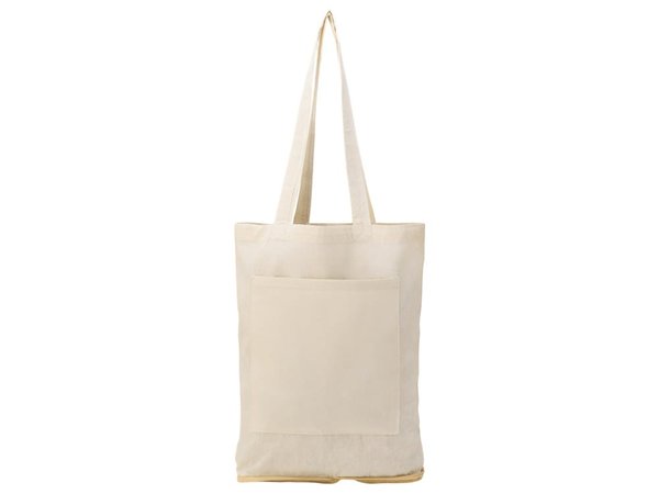 Складная сумка Jute из хлопка и джута с карманом - Складная сумка Jute из хлопка и джута с карманом