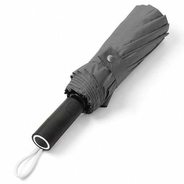 Кастомизированный автоматический складной зонт Altor - Кастомизированный автоматический складной зонт Altor, тёмно-серый/белый