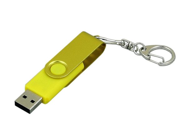 USB 2.0- флешка промо на 4 Гб с поворотным механизмом и однотонным металлическим клипом - USB 2.0- флешка промо на 4 Гб с поворотным механизмом и однотонным металлическим клипом