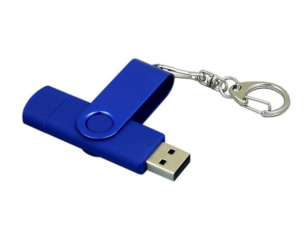 USB 2.0- флешка на 64 Гб с поворотным механизмом и дополнительным разъемом Micro USB - USB 2.0- флешка на 64 Гб с поворотным механизмом и дополнительным разъемом Micro USB
