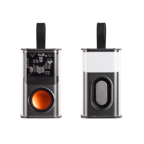 Bluetooth колонка "Hi-Fi" 5Вт с разноцветной подсветкой и прозрачным корпусом - Bluetooth колонка "Hi-Fi" 5Вт с разноцветной подсветкой и прозрачным корпусом черный с оранжевым