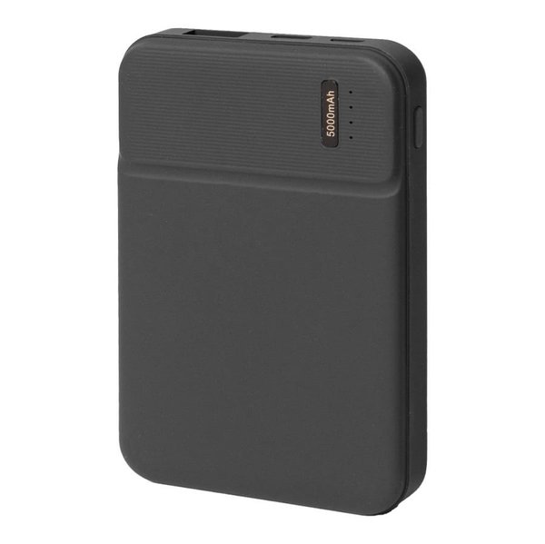 Универсальный аккумулятор Flash 5 (5000 мАч) с подсветкой и soft touch, черный, 9,8х6.3х1,3 см - Универсальный аккумулятор Flash 5 (5000 мАч) с подсветкой и soft touch, черный, 9,8х6.3х1,3 см