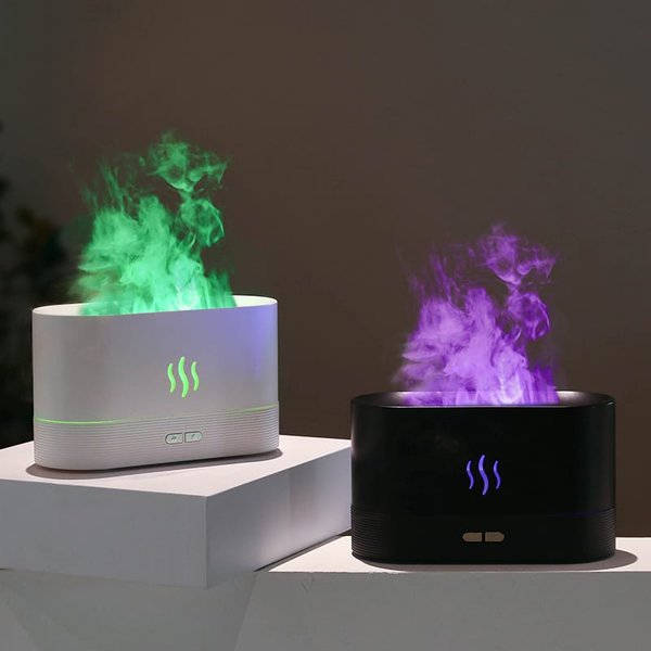 Светодиодный USB увлажнитель-ароматизатор Flame RGB - Светодиодный USB увлажнитель-ароматизатор Flame RGB, черный