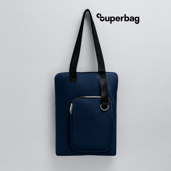 Шоппер Superbag Pocket, с внутренним креплением (карабин) и чехлом для мелочей - Шоппер Superbag Pocket, с внутренним креплением (карабин) и чехлом для мелочей (темно-синий с черным)